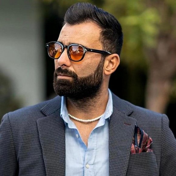 Men Women Trendy Orange Lens Black Frame Circle Beach Shades Round Sunglasses - Picture 8 of 8